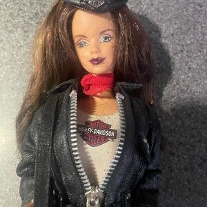 Harley-Davidson Doll with Black Jacket and Red Scarf